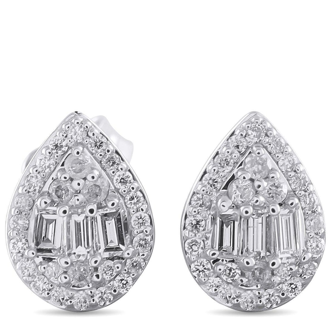 14K WHITE GOLD 0.25CT DIAMOND CLUSTER PEAR STUD EARRINGS (1 of 4)