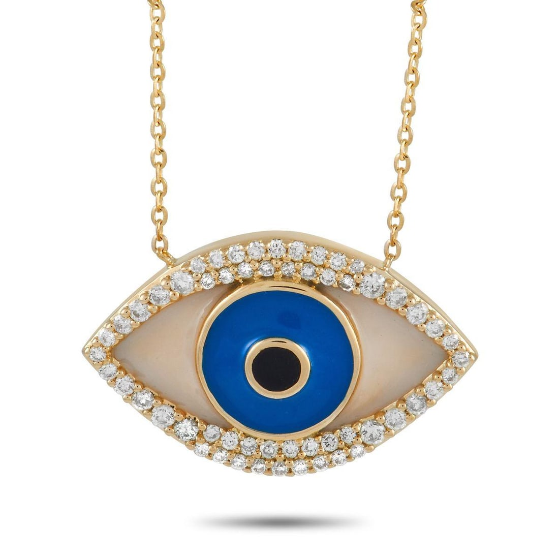 14K YELLOW GOLD 0.38 CT DIAMOND EVIL EYE NECKLACE (1 of 4)