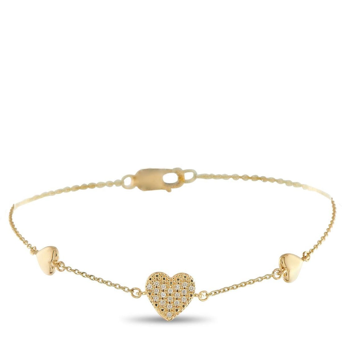 18K YELLOW GOLD 0.05CT DIAMOND HEART BRACELET (1 of 3)