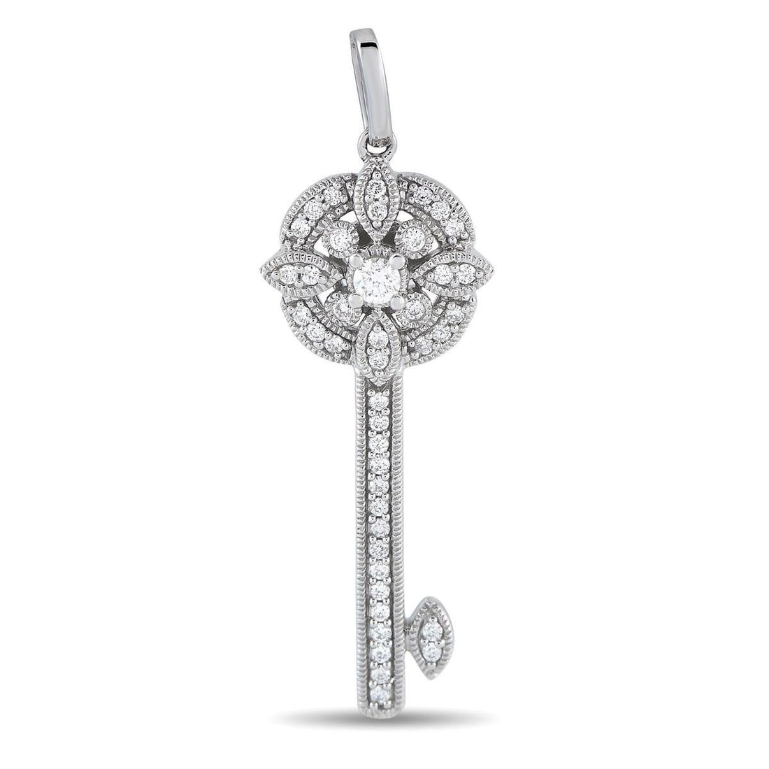 14K WHITE GOLD 0.25CT DIAMOND KEY PENDANT (1 of 2)