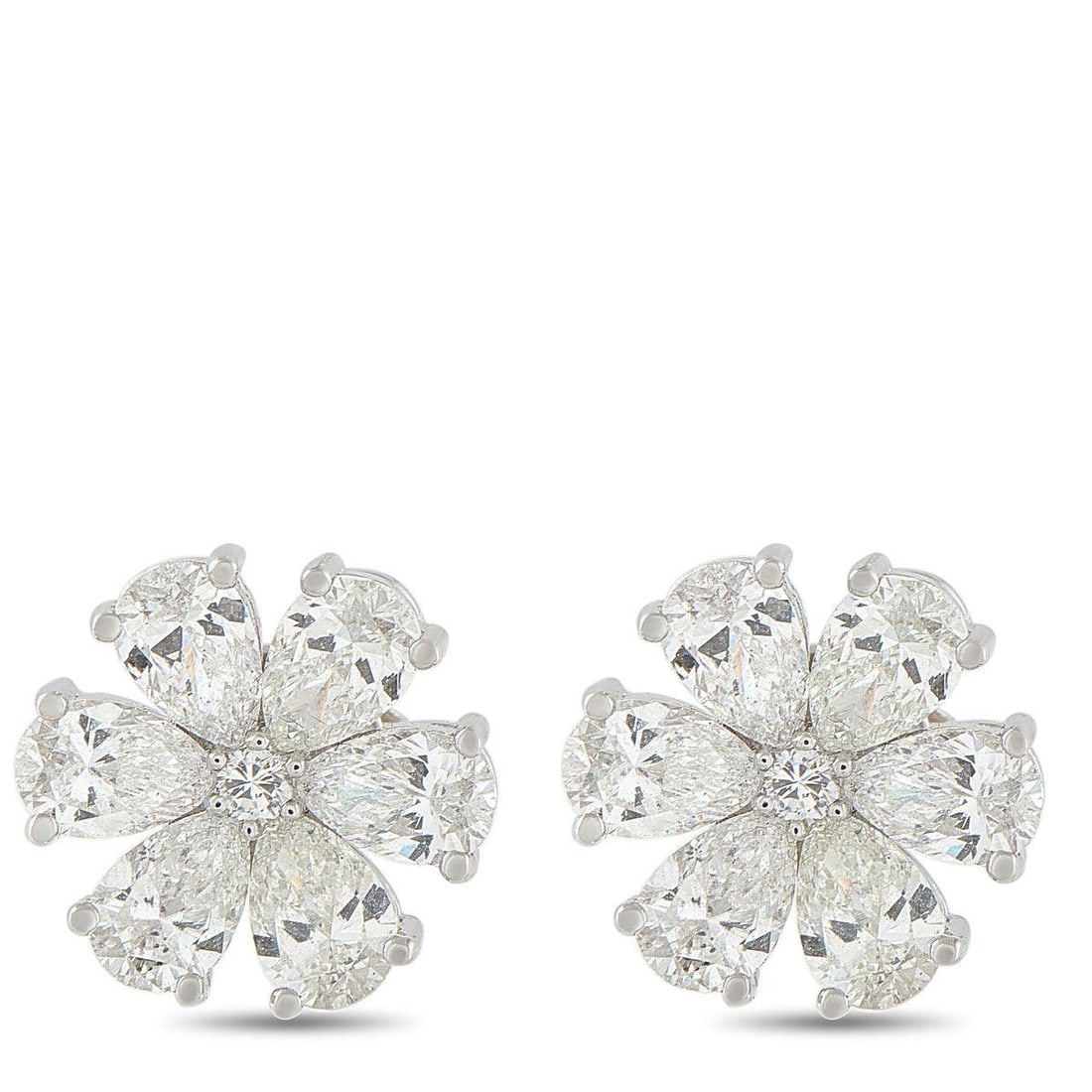 18K WHITE GOLD 2.70CT DIAMOND FLOWER EARRINGS (1 of 3)