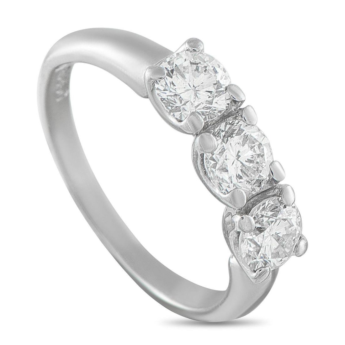 PLATINUM 1.28CT DIAMOND THREE-STONE RING (1 of 4)