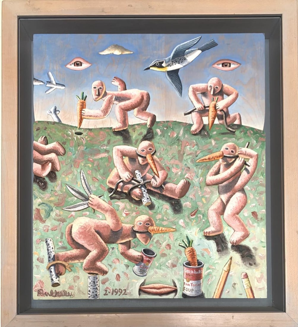 Morgan Bulkeley- Oil on Carved Maplewood (3D): Artist: Morgan Bulkeley. Medium: Oil on Carved Maplewood (3D). Measures approx. 14" x 13" (framed). Signature: Hand Signed. Additional: One of a kind. Reference#: 25051.