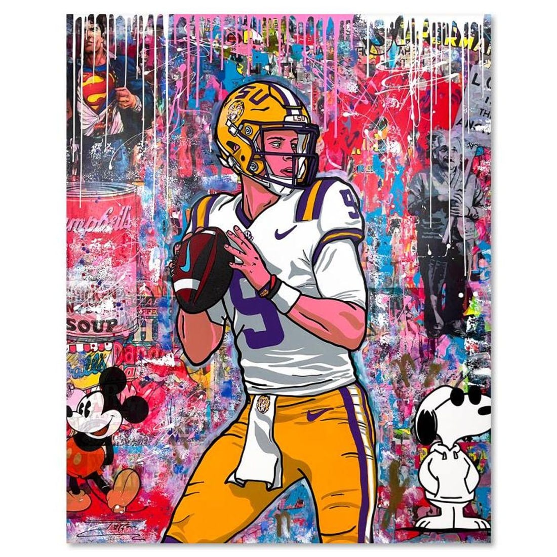 Jozza, "Homerun" Unique Mixed Media on Canvas, Hand Signed with Letter of Authenticity.: Homerun is a unique mixed media acrylic on gallery wrapped canvas by Jozza. Hand Signed by the artist and titled in verso, the piece comes with a letter of authenticity. Measures approximately 60" x 4