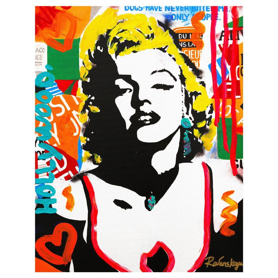 Nastya Rovenskaya- Original Mixed Media on Canvas "The Shadow of Marilyn" (1 of 2)