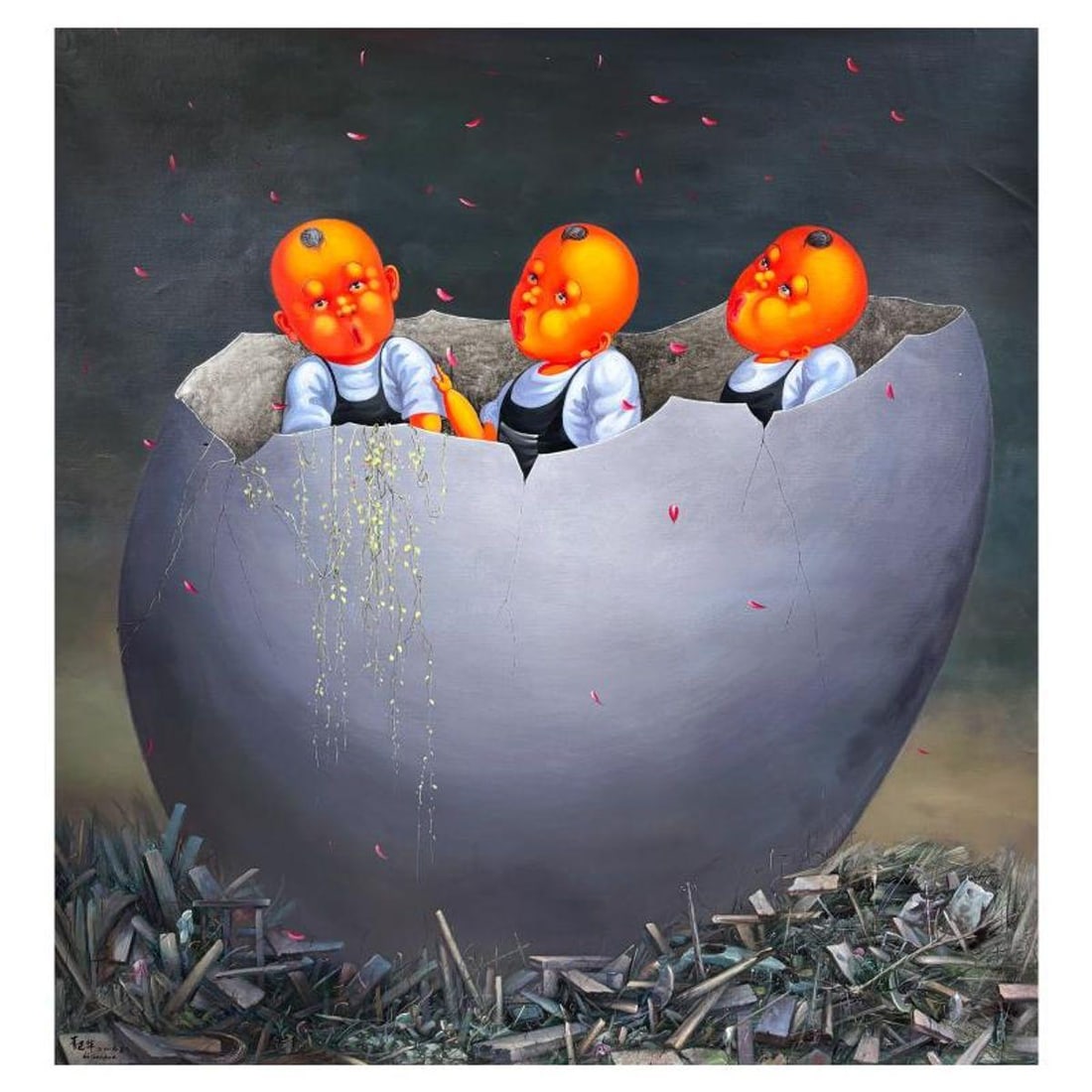 Li Jian Hua, "Our Homes" Original Oil Painting on Canvas, Hand Signed with Letter of Authenticity. (1 of 2)