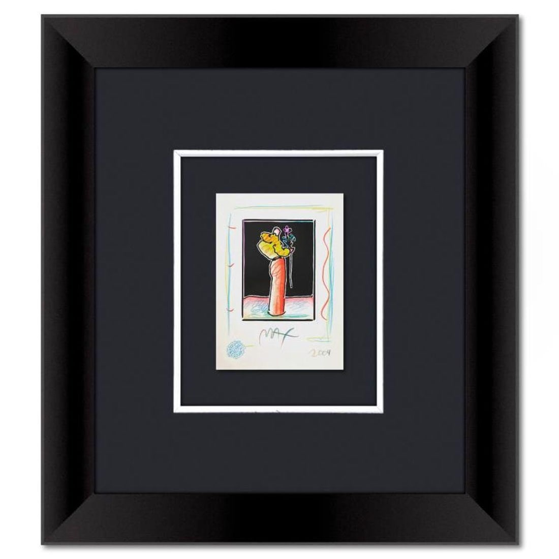 Peter Max, Framed One-of-a-Kind Mixed Media, Hand Signed with Registration Number Certifying (1 of 2)