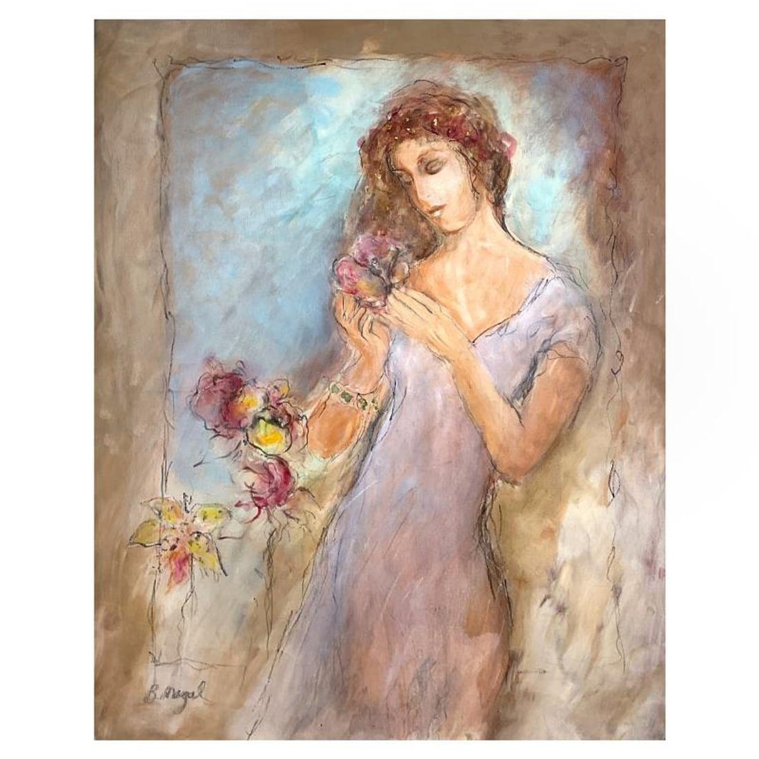 Batia Magal, Original Acrylic Painting on Canvas, Hand Signed with Letter of Authenticity.: This is an original acrylic painting on canvas by Batia Magal, hand signed by the artist. Includes Letter of Authenticity. Measures approx. 40" x 30" (image).