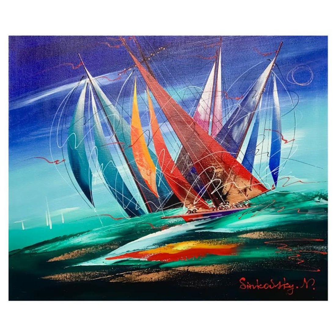 Natalia Sinkovsky, Hand Signed Original Acrylic Painting on Canvas with Letter Authenticity.: This is an original acrylic painting on canvas by Natalia Sinkovsky, hand signed by the artist. Includes Letter of Authenticity. Measures approximately 20" x 24" (image).