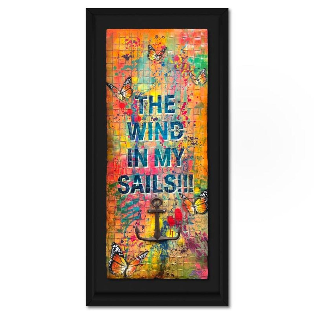 RISK, "Wind in My Sails" Framed Mixed Media Original on Woven Paper (69" x 33"), Hand Signed with (1 of 2)