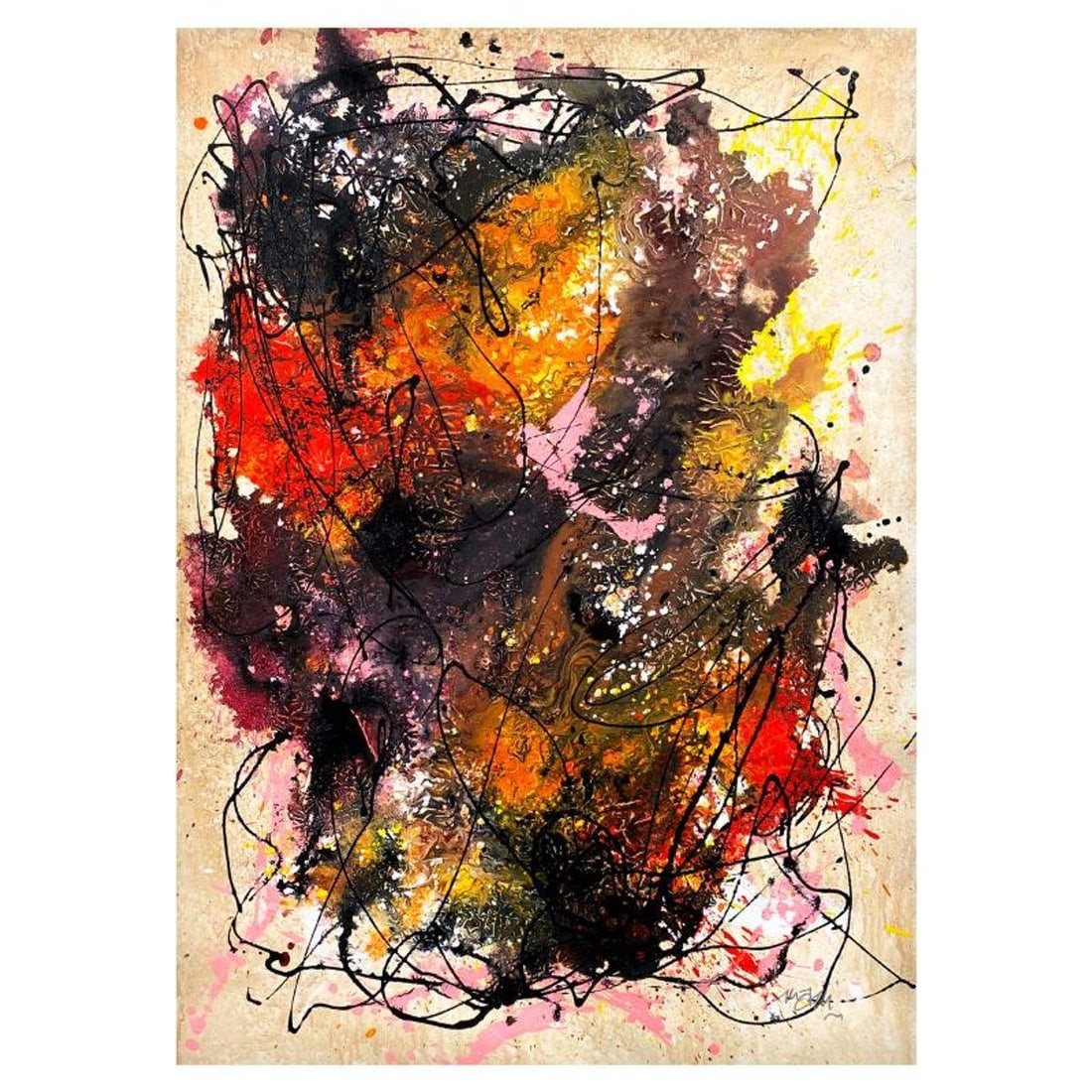 Mani, Original Acrylic Painting on Canvas, Hand Signed with Letter of Authenticity.: This is an original acrylic painting on canvas by Mani, hand signed by the artist. Includes Letter of Authenticity. Measures approx. 40" x 30" (image).