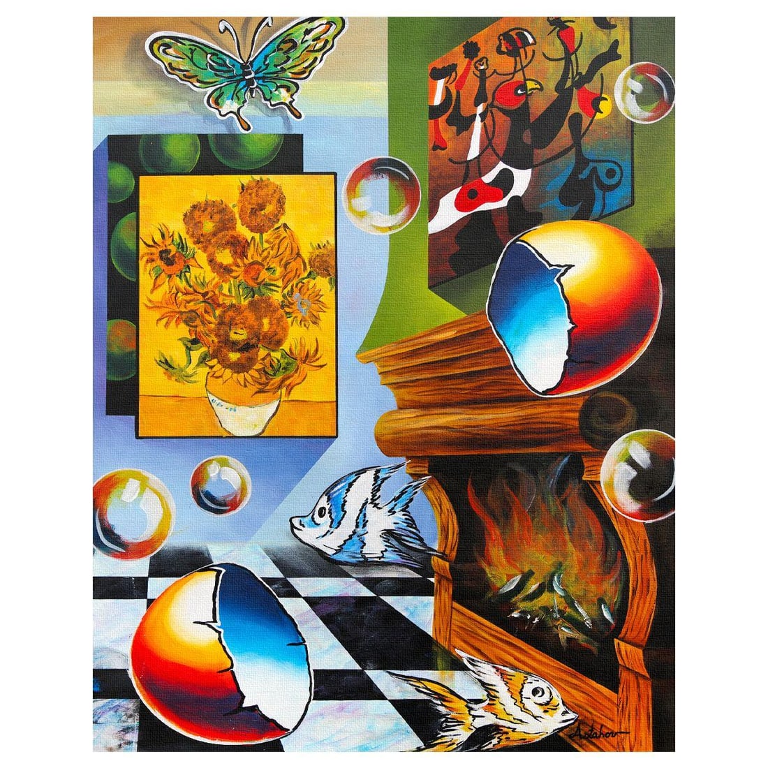 Alexander Astahov- Original Oil on Canvas "Neon Street Stage" (1 of 2)