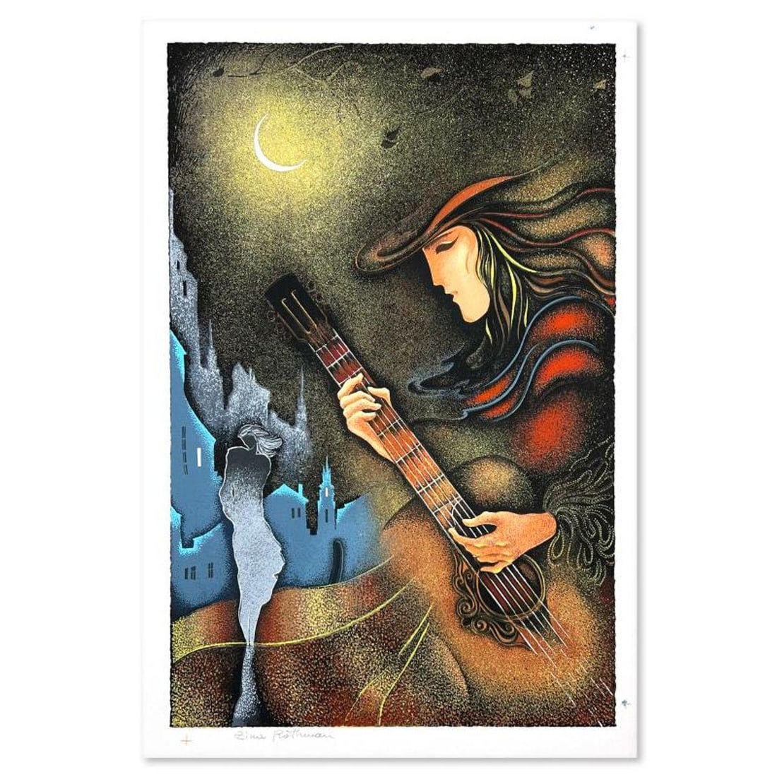 Zina Roitman, Limited Edition Serigraph, Hand Signed and Numbered, Letter of Authenticity.: This is a limited edition serigraph on paper by Zina Roitman. The piece comes hand signed by the artist, numbered, and with a letter of authenticity. Measures approximately 18" x 12". Reference#: 9334