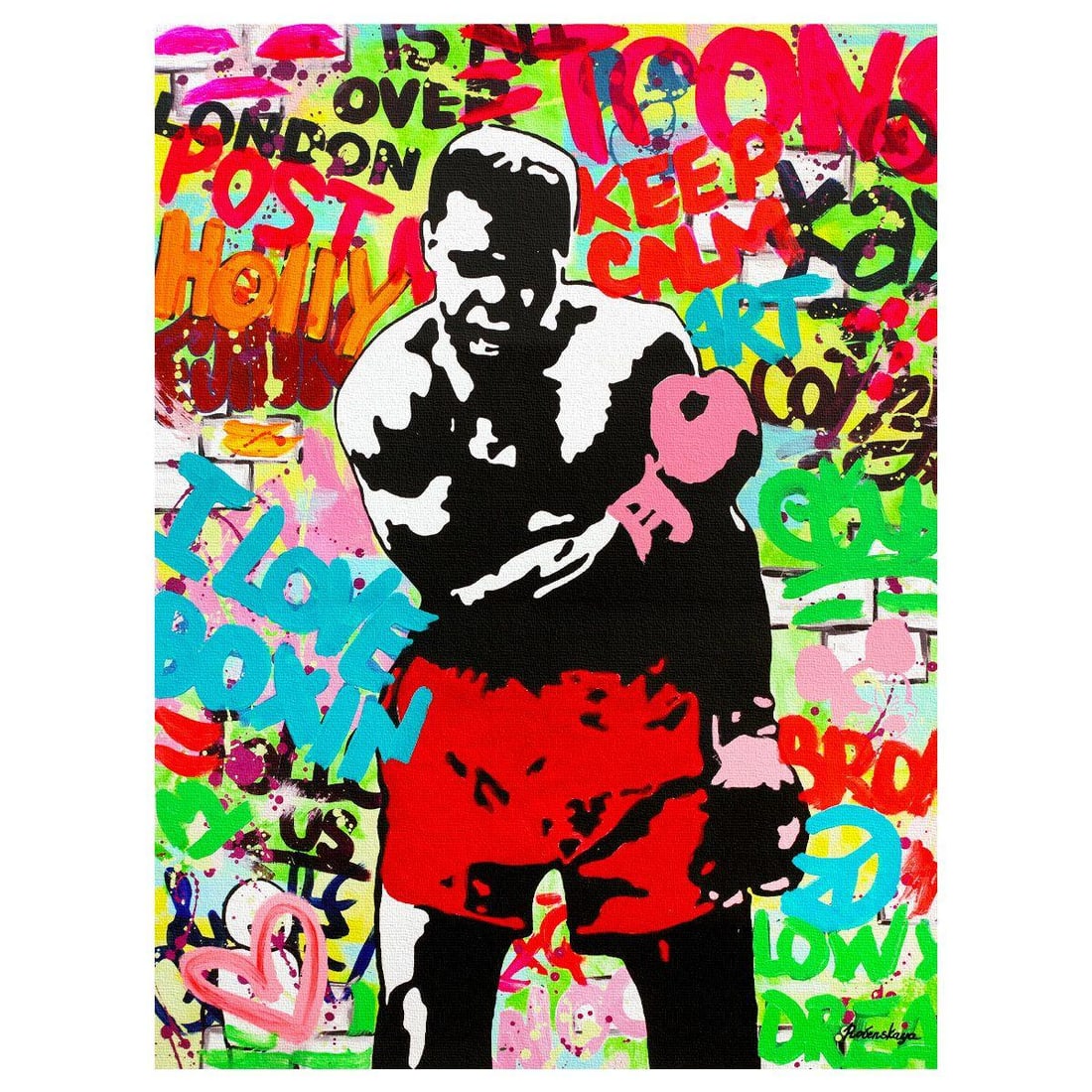 Nastya Rovenskaya- Original Mixed Media on Canvas "Muhammad Ali" (1 of 2)