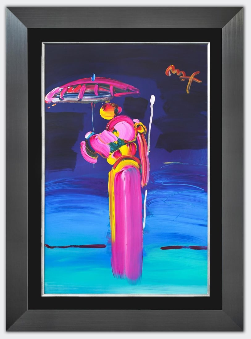 Peter Max- Original Mixed Media "Umbrella Man with Cane" (1 of 4)