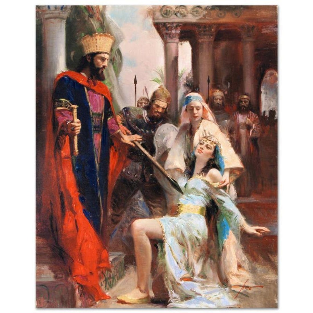 Pino (1939-2010), "Esther" Hand Embellished Limited Edition on Canvas (40" x 32"), Numbered and Hand: Esther is a hand embellished limited edition giclee on canvas by Pino (1939-2010), numbered and hand signed. Includes Certificate of Authenticity. Measures approx. 40" x 32" (image). This piece is not