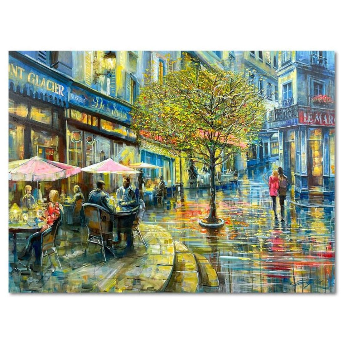 Vadik Suljakov, "Evening Lights in Paris" Original Oil Painting on Canvas, Hand Signed with Letter (1 of 2)