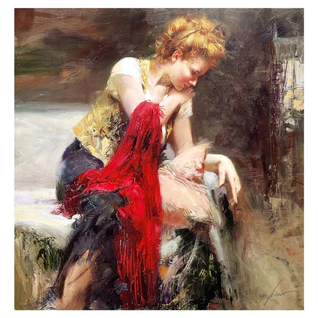 Pino (1939-2010), "Anticipation" Limited Edition on Canvas, Numbered 31/50 and Hand Signed with (1 of 2)