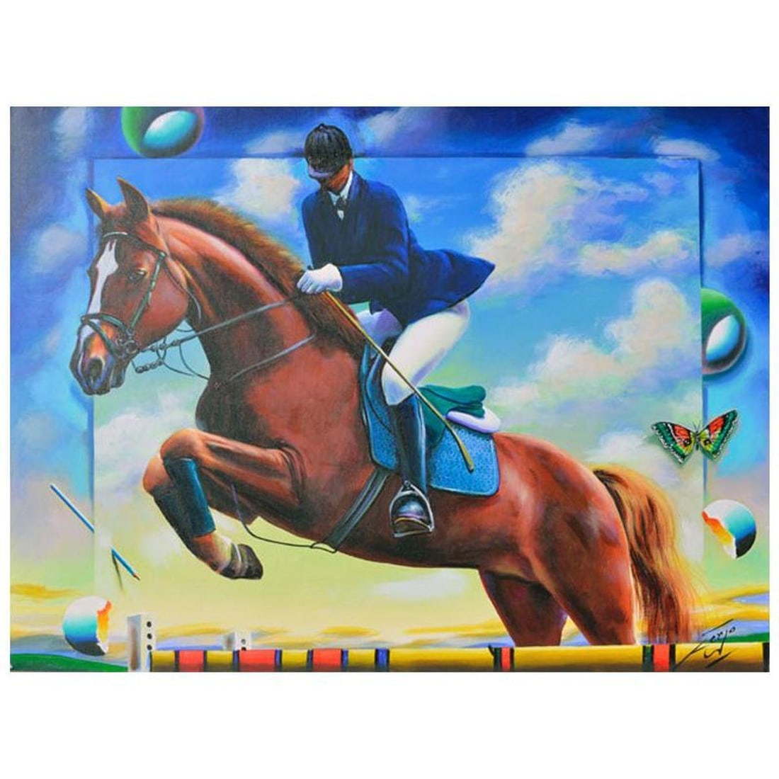 Ferjo, "Clearing the Obstacle" Original Painting on Canvas, Hand Signed with Letter of Authenticity. (1 of 1)