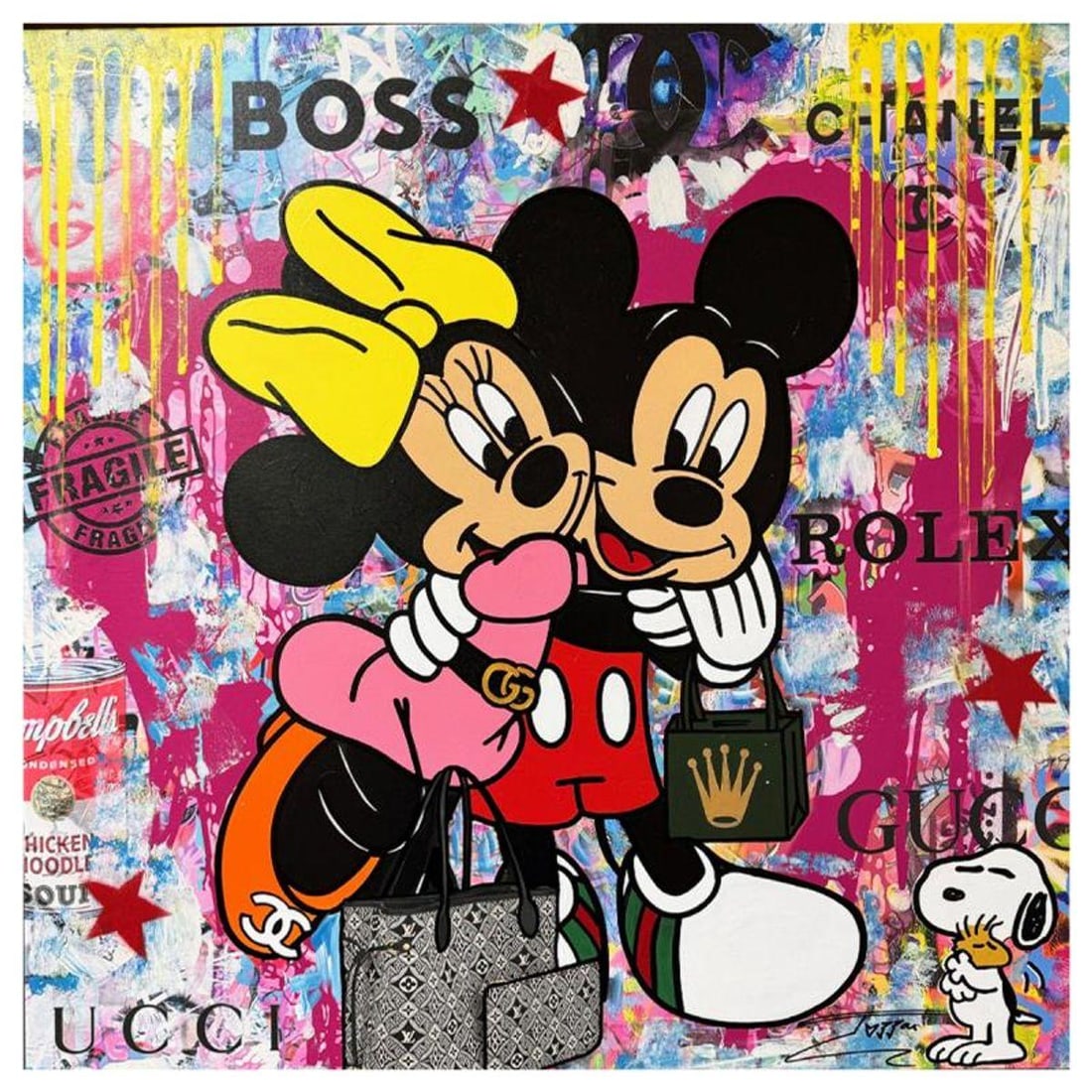 Jozza, "Chanel N-5" Unique Mixed Media on Canvas, Hand Signed Inverso with Letter of Authenticity.: Chanel N-5 is a unique mixed media acrylic on gallery wrapped canvas by Jozza. This piece is hand signed and titled in verso. Includes Letter of Authenticity. Measures approximately 38" x 38" (image).