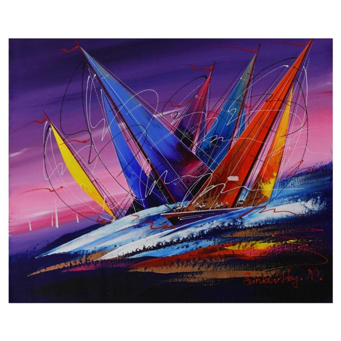Natalia Sinkovsky, Original Acrylic Painting on Canvas, Hand Signed with Letter Authenticity.: This is an original acrylic painting on canvas by Natalia Sinkovsky, hand signed by the artist. Includes Letter of Authenticity. Measures approximately 19.5" x 15.5" (image).