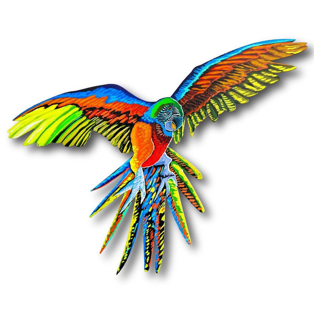 Patricia Govezensky- Original Painting on Laser CutÂ Steel "Macaw" (1 of 2)