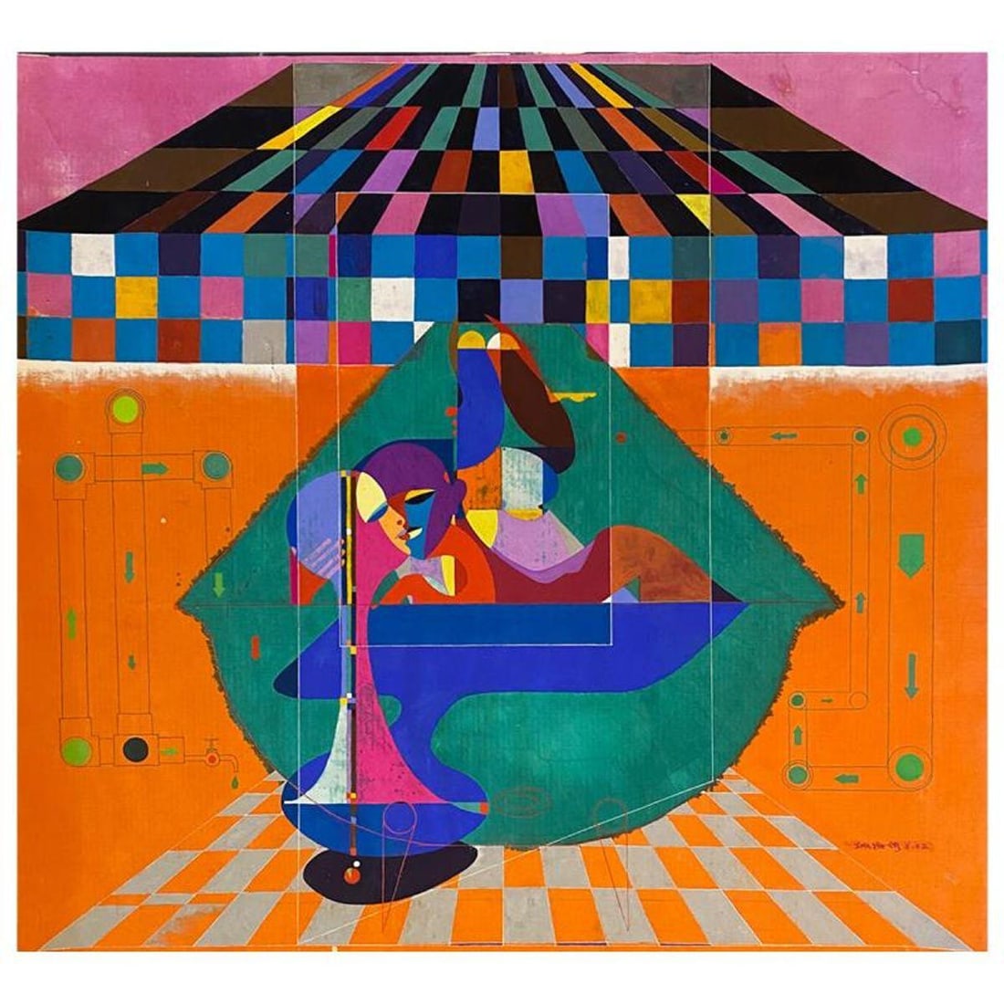 Lu Hong, "Obscure Moment" Original Mixed Media Painting, Hand Signed and with Letter of (1 of 1)