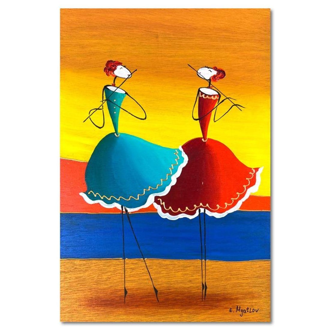 Ester Myatlov, Hand Signed Original Painting on Wood Panel with Letter of Authenticity. (1 of 2)