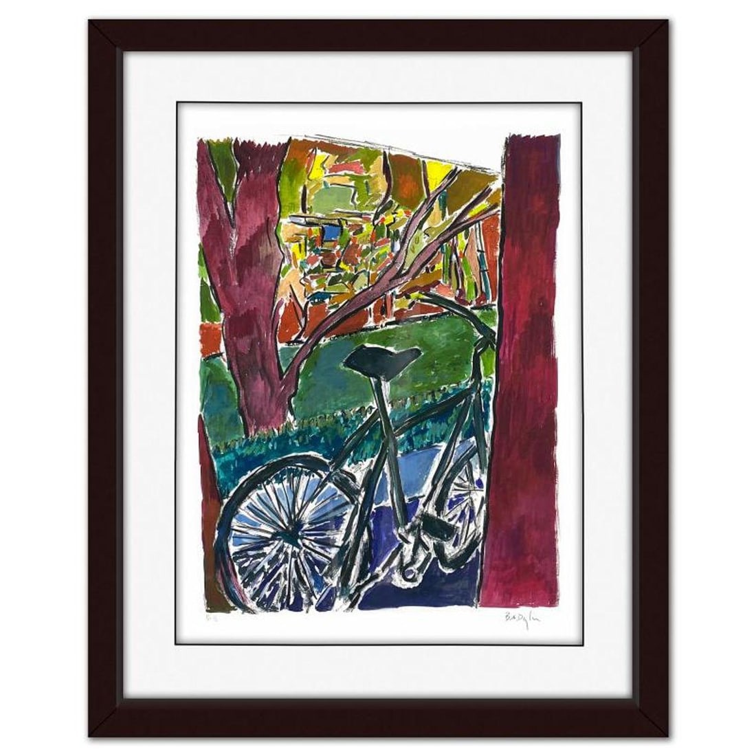 Bob Dylan, "Bicycle (Magenta)" Framed Limited Edition, Numbered PP 1/2 and Hand Signed with Letter: Bicycle (Magenta) is a limited edition printer's proof giclee on paper by Bob Dylan, numbered PP 1/2 and hand signed by the artist. This piece comes custom framed. Includes Letter of Authenticity. Mea
