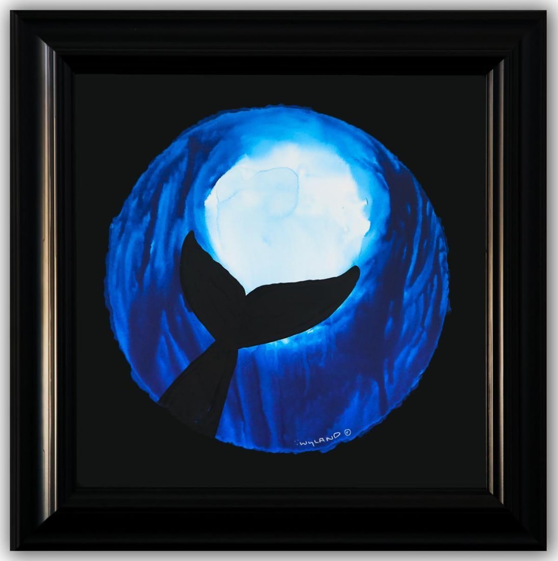 Wyland- Original Watercolor Painting on Deckle Edge Paper "Whale Trail Deep": Artist: Wyland. Medium: Original Watercolor Painting on Deckle Edge Paper. Title: Whale Trail Deep. Size: 19" x 19". Measures approx. 30" x 30" (framed). Signature: Hand Signed by the artist. Certific