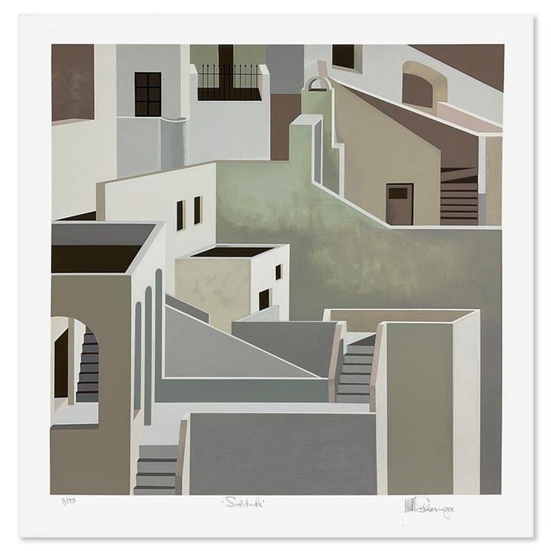 William Schlesinger (1915-2011), "Solitude" Limited Edition Serigraph, Numbered and Hand Signed with (1 of 2)