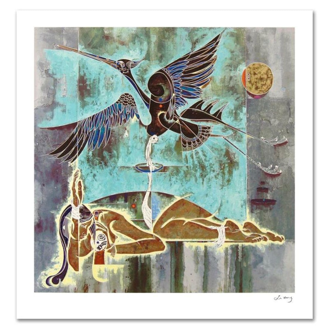 Lu Hong, "Arouse" Limited Edition Serigraph, Numbered 77/100 and Hand Signed with Letter of (1 of 1)