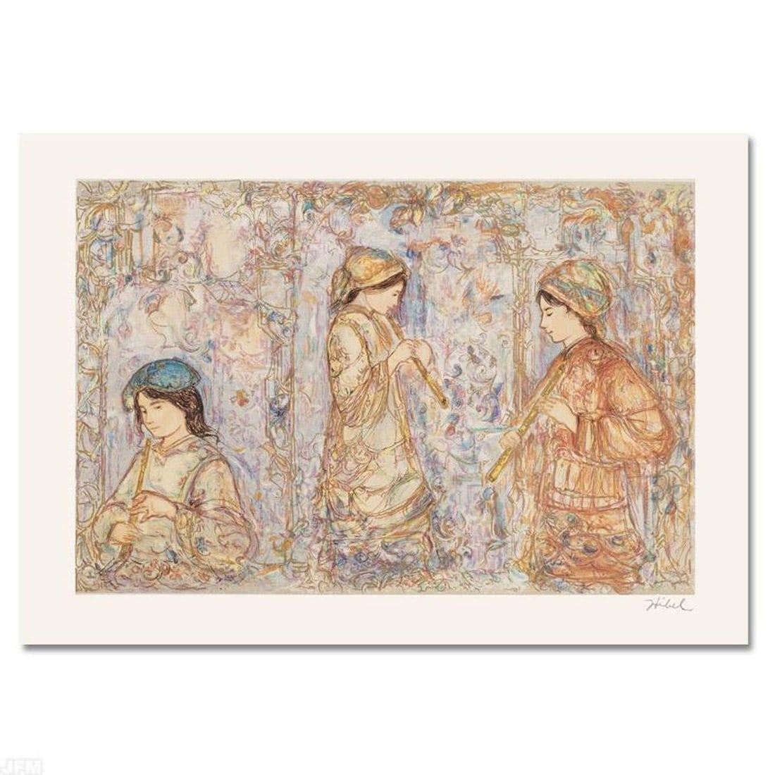 Music in the Garden Limited Edition Serigraph by Edna Hibel (1917-2014), Numbered and Hand Signed (1 of 2)