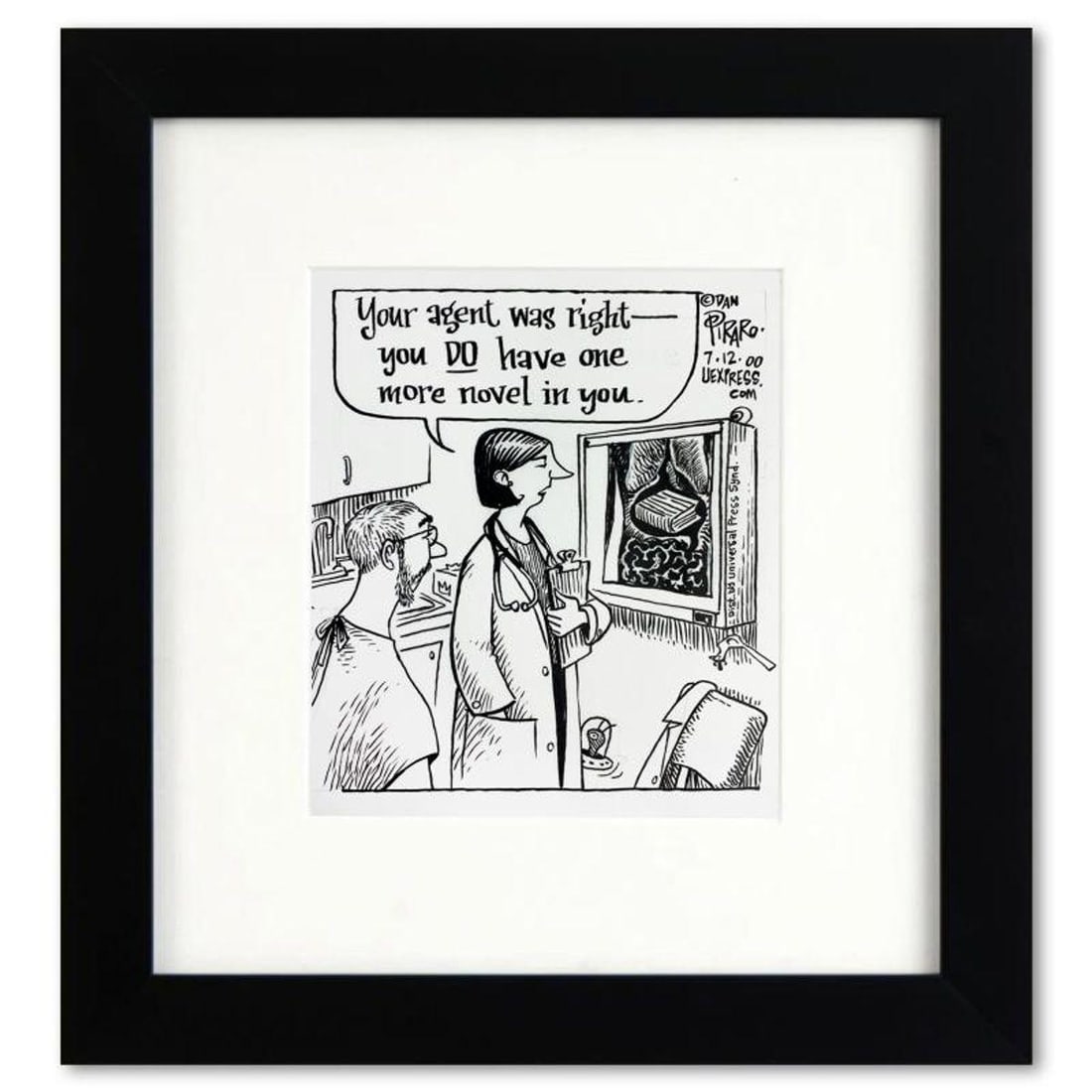 Bizarro, "More Novel" is a Framed Original Pen & Ink Drawing by Dan Piraro, Hand Signed with Letter (1 of 1)