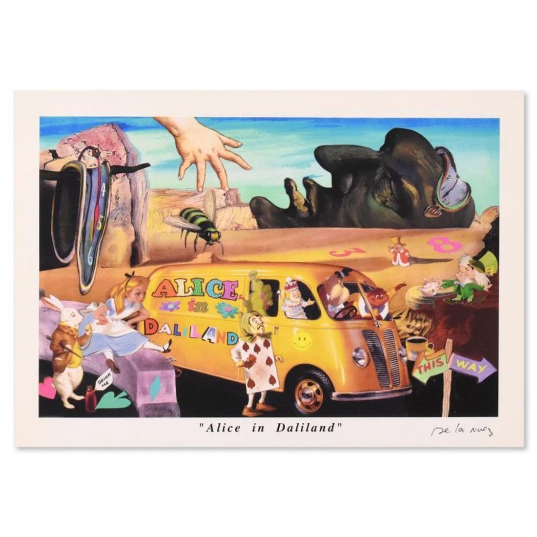 Nelson De La Nuez, "Alice in Daliland" AP Limited Edition, Numbered and Hand Signed with Letter of: Alice in Daliland is a limited edition artist proof on paper by Nelson De La Nuez, numbered and hand signed by the artist. Includes Letter of Authenticity. Measures approx. 15" x 10". Reference#: 9030
