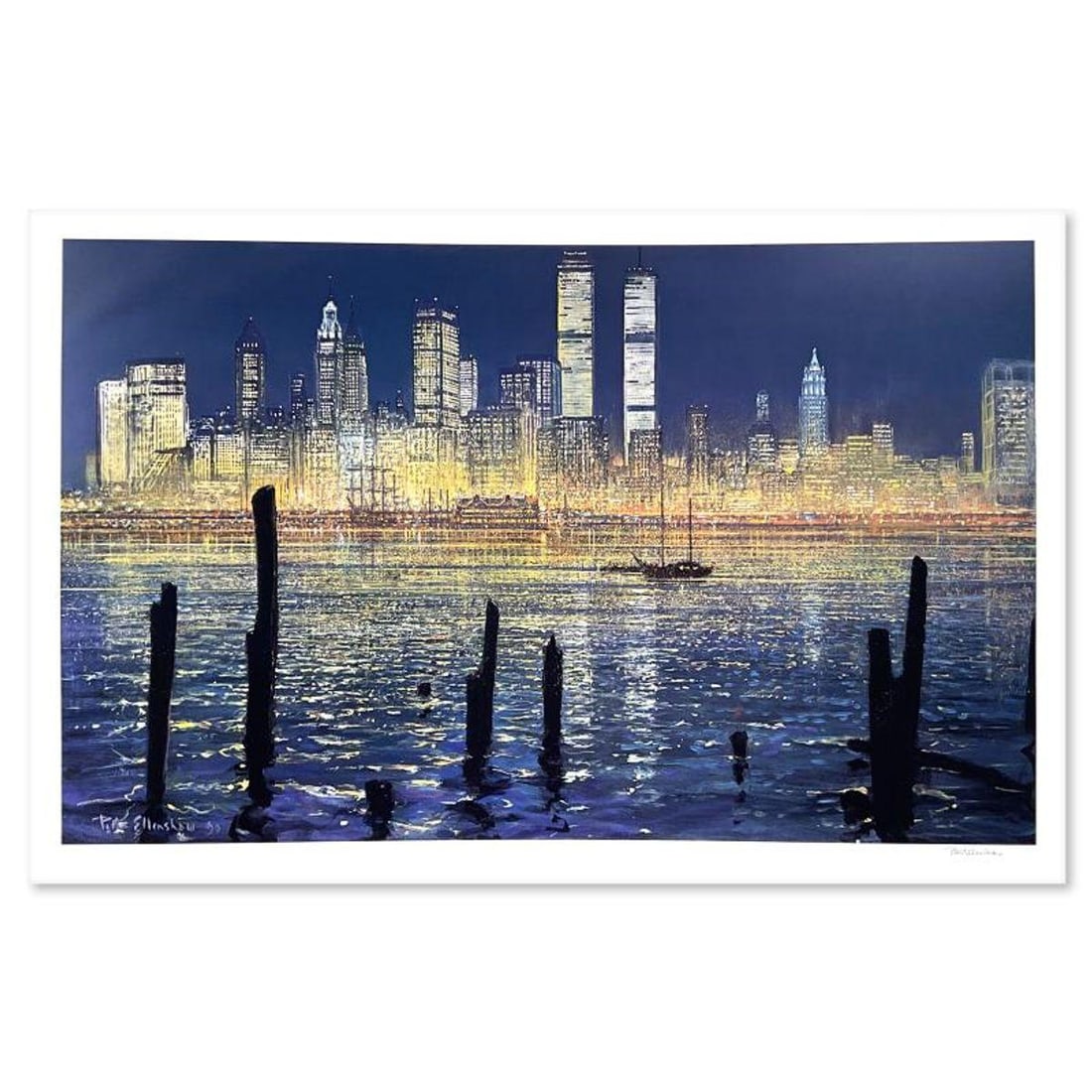 Peter Ellenshaw (1913-2007), "The Glisten of New York" Limited Edition Lithograph, Numbered and Hand: The Glisten of New York is a limited edition lithograph on paper by Peter Ellenshaw (1913-2007), numbered and hand signed by the artist. Includes Letter of Authenticity. Measures approx. 36" x 24.5" (