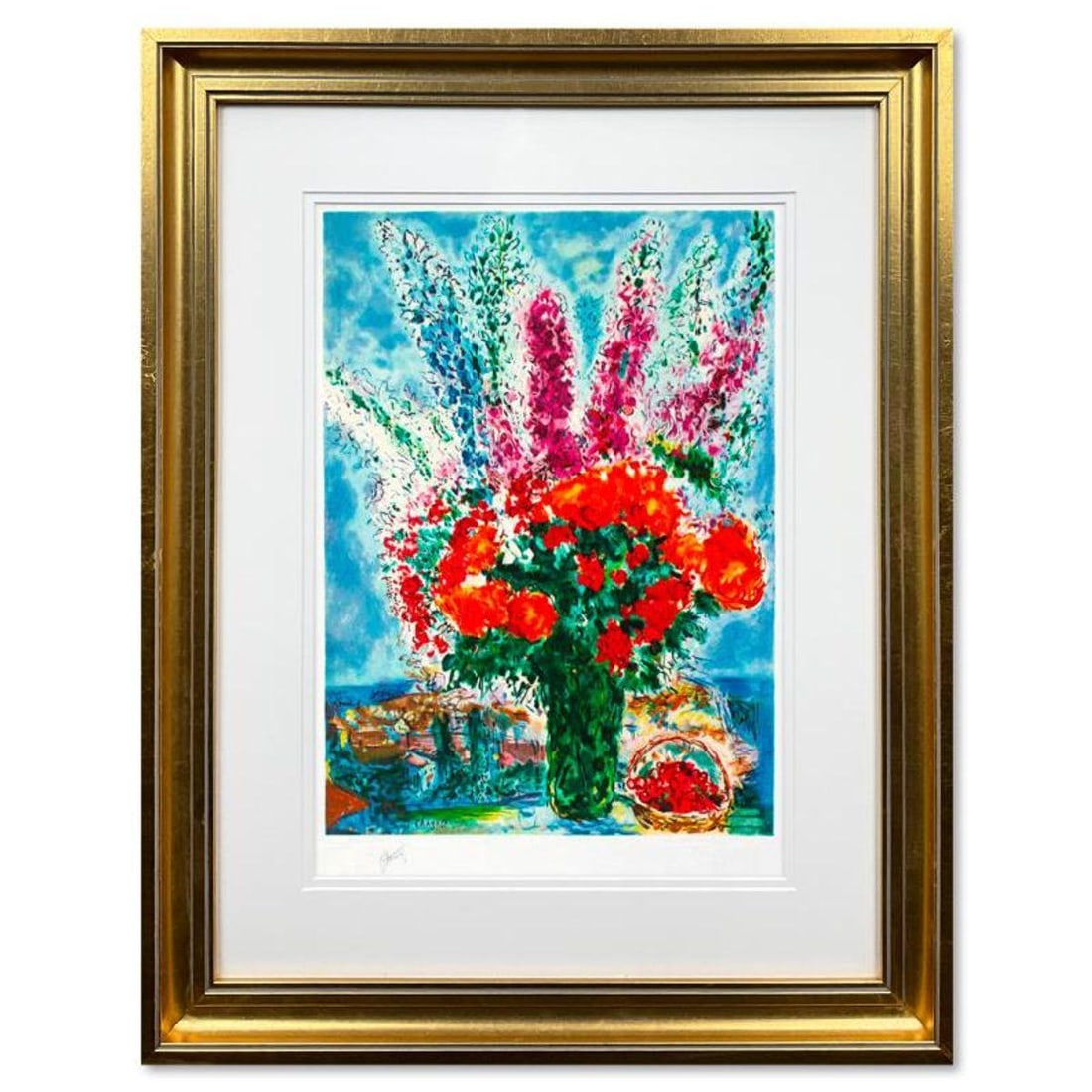 Marc Chagall (1887-1985), "Le Bouquet De Renoncules" Framed Limited Edition Lithograph with Letter (1 of 2)