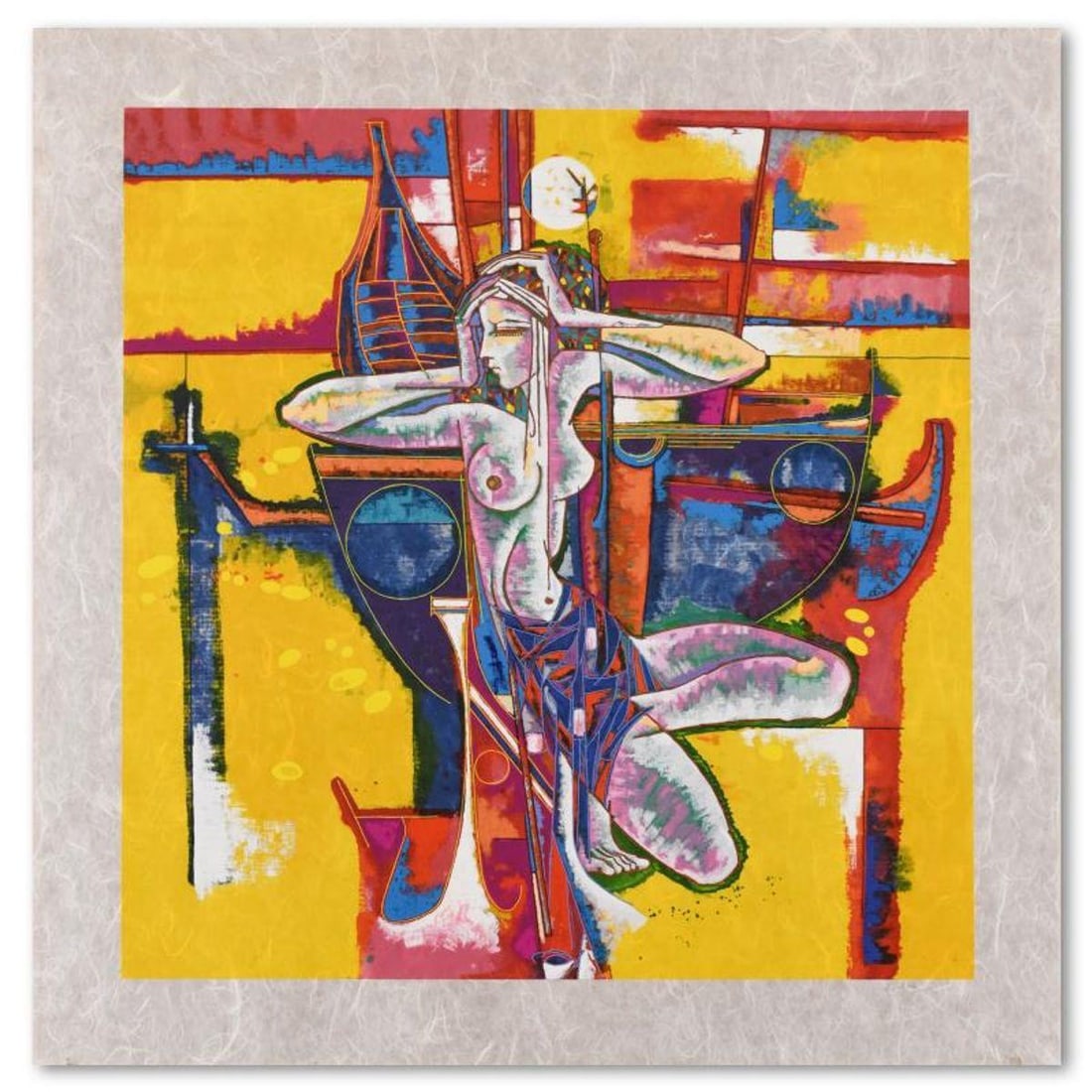 Lu Hong, "Passion of Summer" Limited Edition Serigraph on Rice Paper, Numbered and Hand Signed with (1 of 2)