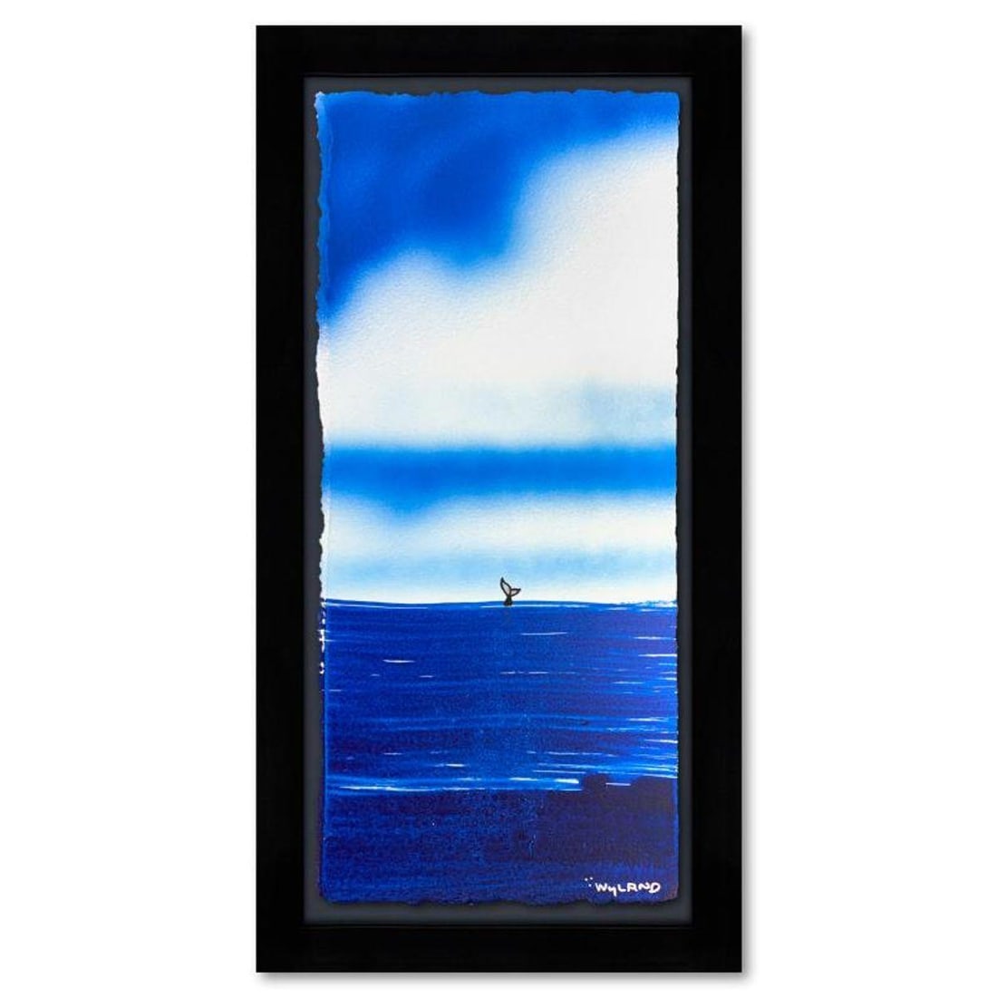 Wyland, "Fluke" Framed, Hand Signed Original Painting with Letter of Authenticity.: Fluke is an original painting acrylic on deckle edge paper by Wyland. Hand signed by the artist, the piece comes custom framed and with a letter of authenticity. Measures approximately 26.5" x 14.5" (