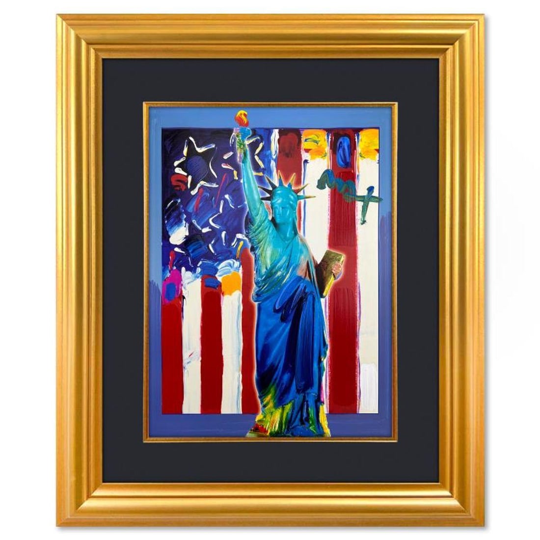 Peter Max, "United We Stand" Framed One-of-a-Kind Mixed Media, Hand Signed with Registration Number (1 of 2)