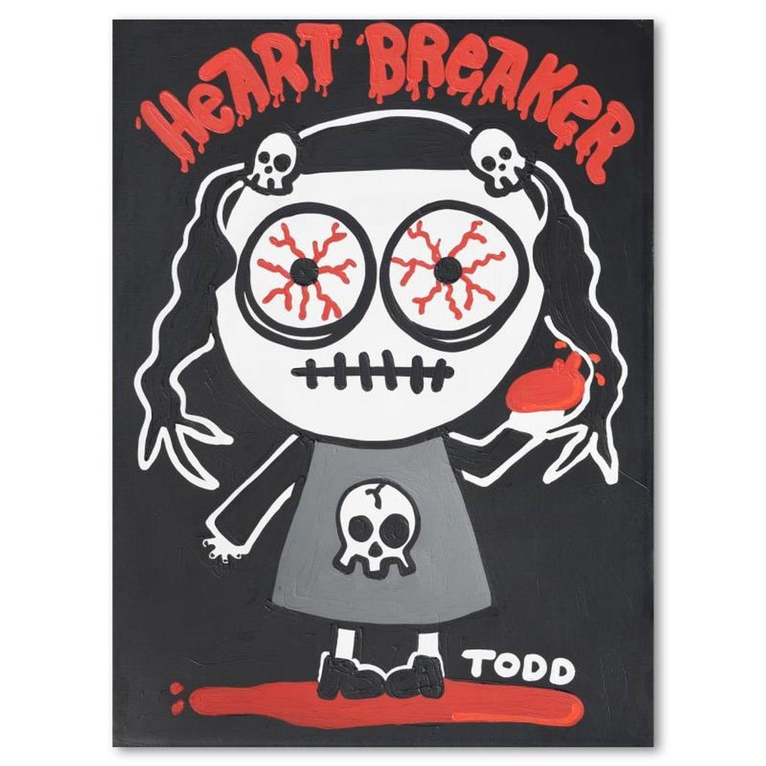 Todd Goldman, "Heart Breaker" Original Acrylic Painting on Gallery Wrapped Canvas (36" x 48"), Hand (1 of 2)