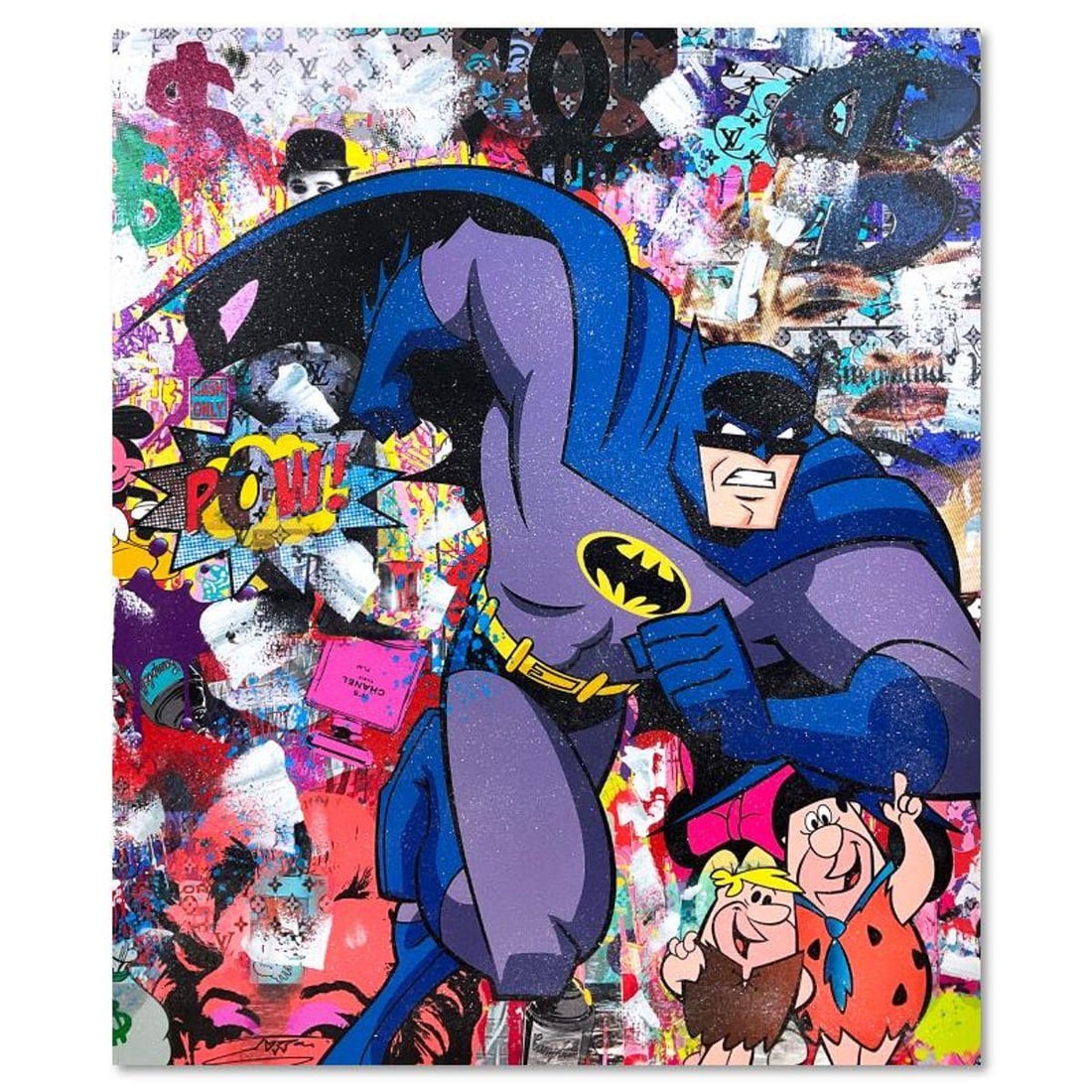 Jozza, "Batman" Unique Mixed Media on Canvas, Hand Signed with Letter of Authenticity. (1 of 2)