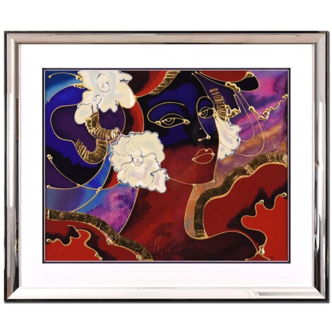 Martiros Manoukian, "Golden Shimmer" Framed Limited Edition Mixed Media Silkscreen, PP Numbered and: Golden Shimmer is a limited edition mixed media silkscreen on paper by Martiros Manoukian, PP numbered and hand signed by the artist. This piece comes custom framed with a mirror-like finish. Includes