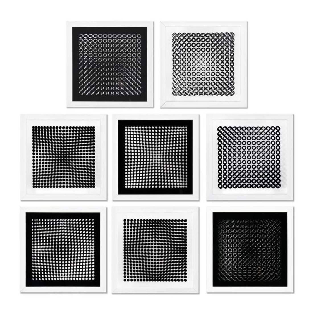 Victor Vasarely (1908-1997), "Trois Dimensions Optique de la serie Cinetiques (Set of 8)" Framed (1 of 3)