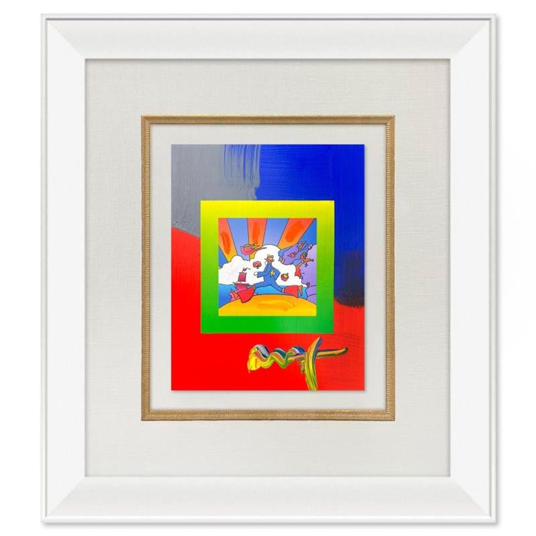 Peter Max, "Cosmic Runner" Framed One-of-a-Kind Acrylic Mixed Media, Hand Signed with Registration (1 of 2)