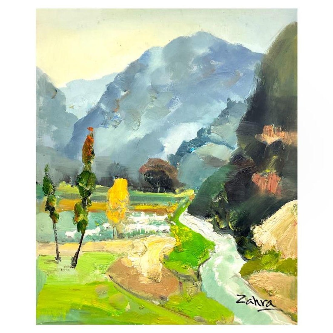 Zahra, Original Acrylic Painting on Canvas (24" x 20"), Hand Signed with Letter of Authenticity: This is an original acrylic painting on canvas by Zahra, hand signed by the artist. Includes Letter of Authenticity. Measures approx. 24" x 20" (image).