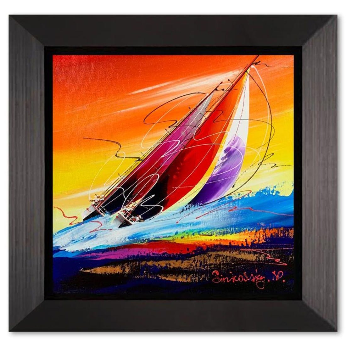 Natalia Sinkovsky, Framed Hand Signed Original Painting on Canvas with Letter Authenticity. (1 of 2)