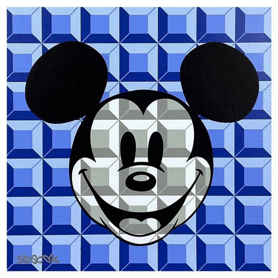 Tennessee Loveless, "Blue 8-Bit Mickey" Limited Edition on Canvas from Disney Fine Art, Numbered and: Blue 8-Bit Mickey is a limited edition giclee on canvas by Tennessee Loveless, numbered and hand signed by the artist. This piece is licensed by Disney Fine Art. Includes Letter of Authenticity. Measu