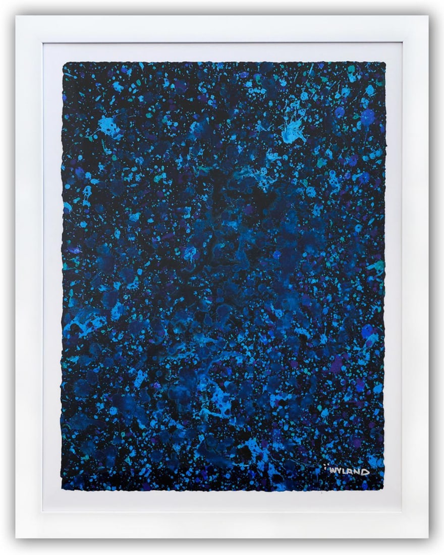 Wyland- Original Watercolor Painting on Deckle Edge Paper "Abstract Drip": Artist: Wyland. Medium: Original Watercolor Painting on Deckle Edge Paper. Title: Abstract Drip. Size: 30" x 22". Measures approx. 37" x 29" (framed). Signature: Hand Signed by the artist. Certificate