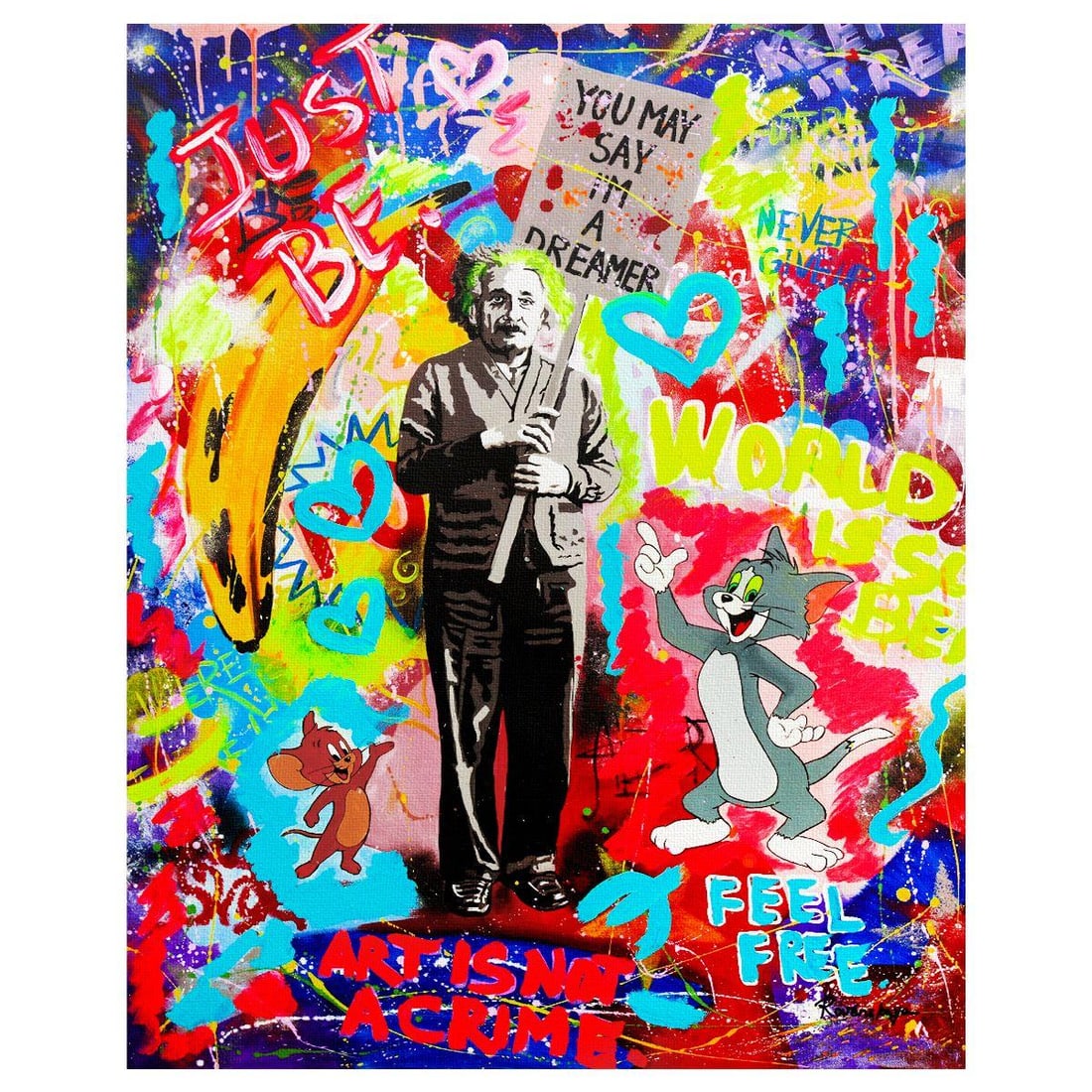 Nastya Rovenskaya- Mixed Media on Canvas "You May Say I'm a Dreamer" (1 of 2)